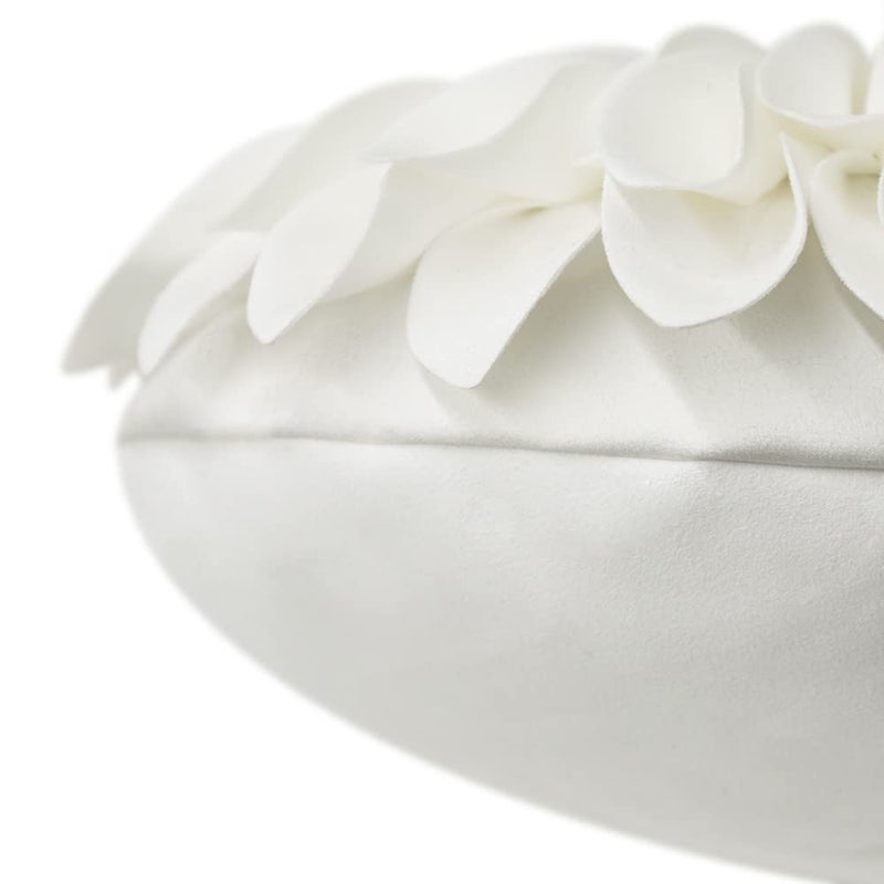 JWH 3D Flower Throw Pillow Covers Decorative Aesthetic Sunflower Accent Pillow Cases Handmade Pillowcase Round Cushion for Car Bedroom Bed Couch Chair with Insert 12 Inch White - Image 5